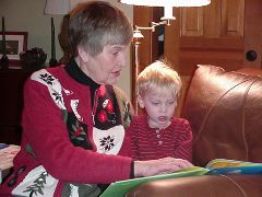 Grandma reading to Grant