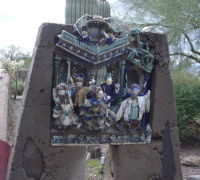 Wright acquired this broken "junk" Chinese art and incorporated it into his structures around the property