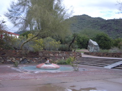 Numerous fountains and sculptures were on the property -- all the walls made from local rock and concrete