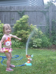 Maya and the Dora sprinkler